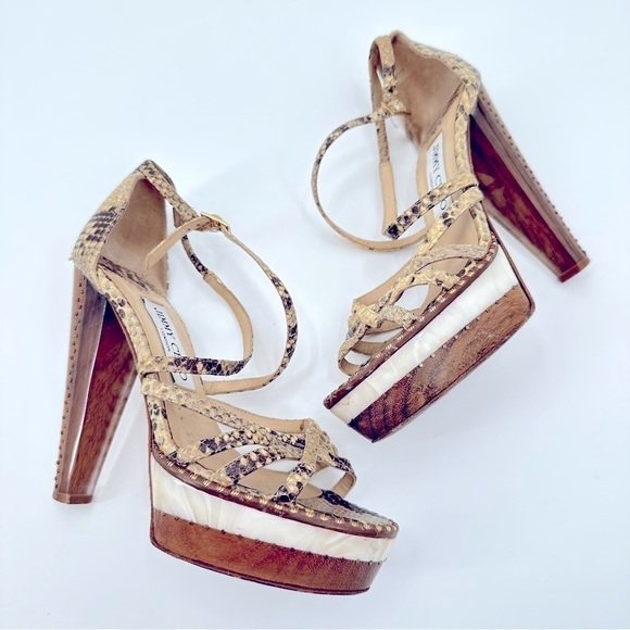Jimmy Choo Shoes - Jimmy Choo Snake High Heel Sandals Size 36 FLAWS